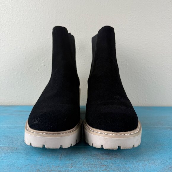 Dolce Vita Haddie Chelsea Black Suede Chunky Y2k Retro Boots Size 9 - Picture 3 of 9